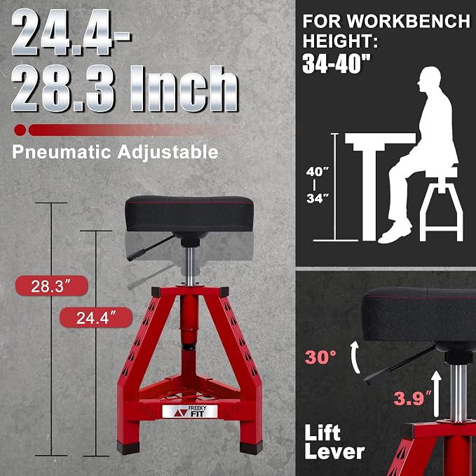 Adjustable Shop Stool, Garage Mechanic Stool Chair, Work Seat - Image 2