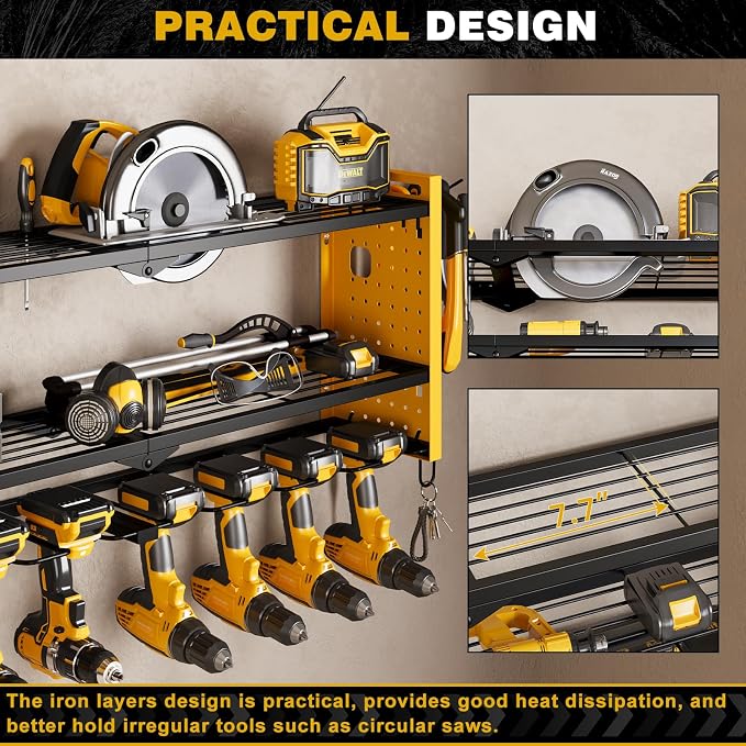 Power Tool Organizer Wall Mount, Cordless Drill Hanger Storage Rack 8 Drill - Image 5