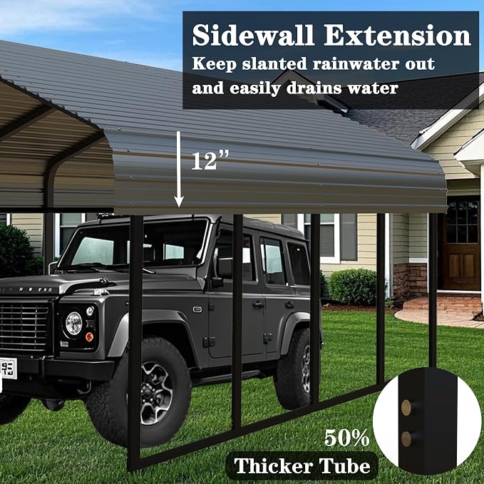 Heavy Duty Metal Carport 10x20 ft Galvanized Steel Carport Shelter - Image 3