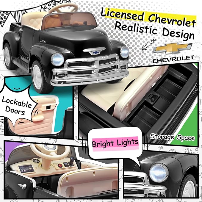 Joywhale 12V Kids Ride on Car Licensed Chevrolet 3100 Pickup Battery Powered - Image 5