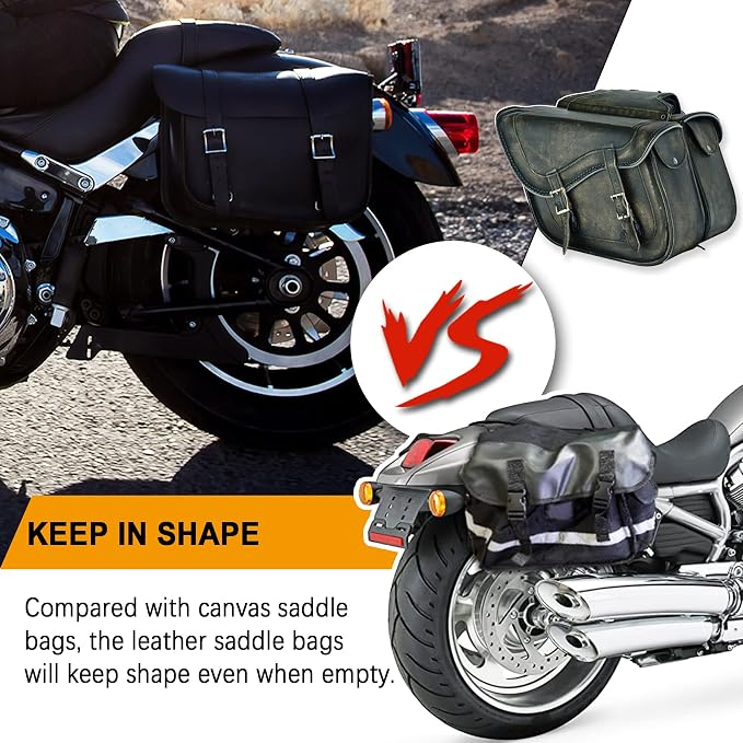 Dream Apparel Naked Cowhide Leather Motorcycle Saddle Bags Throw Over Saddlebags - Image 4