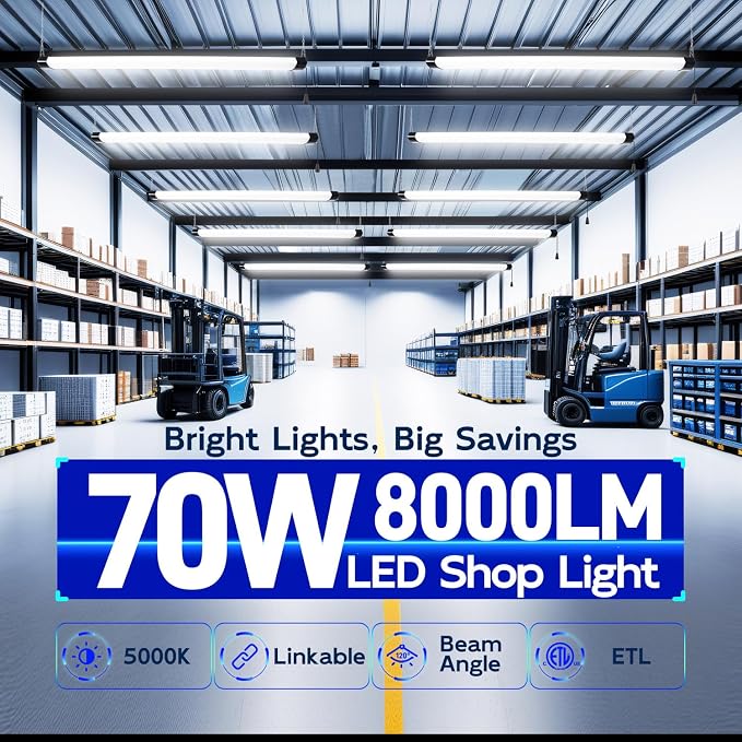 hykolity 4FT 70W LED Shop Light Linkable, 5000K Utility Shop Lights - Image 2