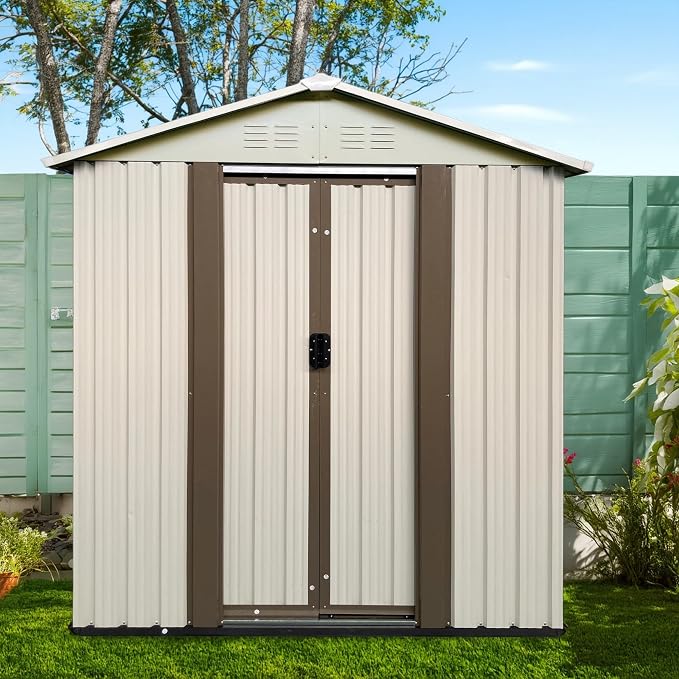 5X3 FT Outdoor Storage Shed, Waterproof Metal Garden Sheds w/Lockable Sliding - Image 2