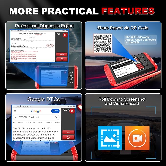 KINGBOLEN S800 OBD2 Scanner Diagnostic Tool, ABS SRS Engine at Automotriz Code - Image 5