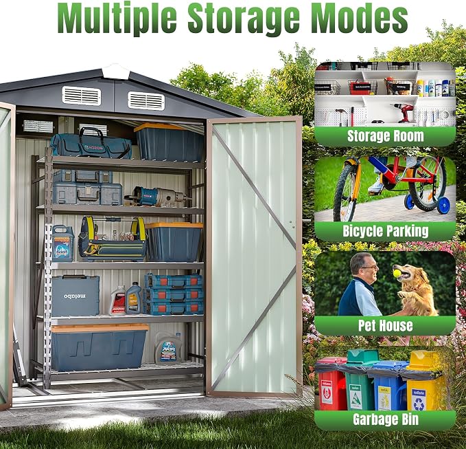 Aoxun 6'x4' Outdoor Storage Shed - Image 6