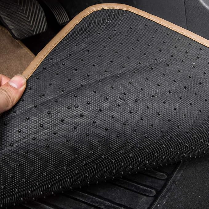 CAR PASS Beige Car Floor Mats, Edge Leather Waterproof Car Mats - Image 7