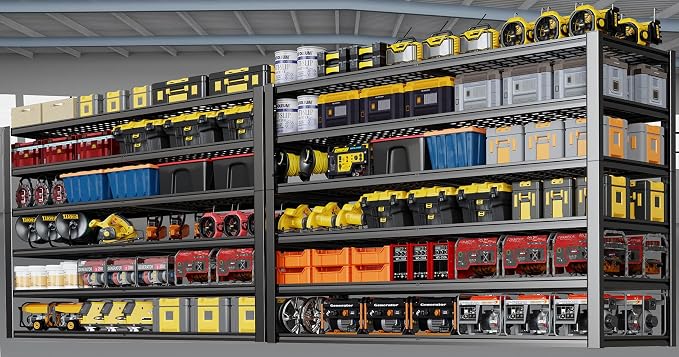 67" W Garage Shelving Heavy Duty, Adjustable 6 Tier Metal Shelves, Commercial by PMKES