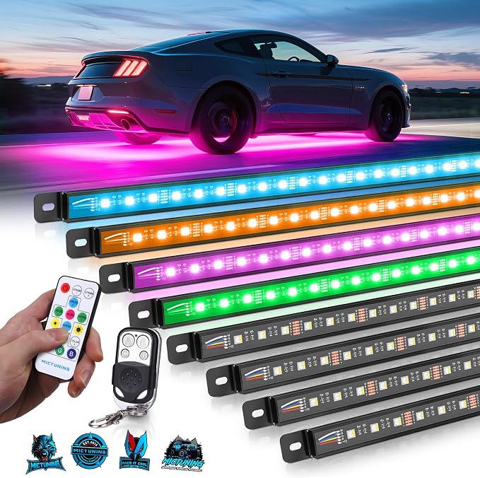 MICTUNING U8 RGBW Underglow LED Light Bars 888 Ultra-Bright LEDs, Dual Remotes by MICTUNINGINC