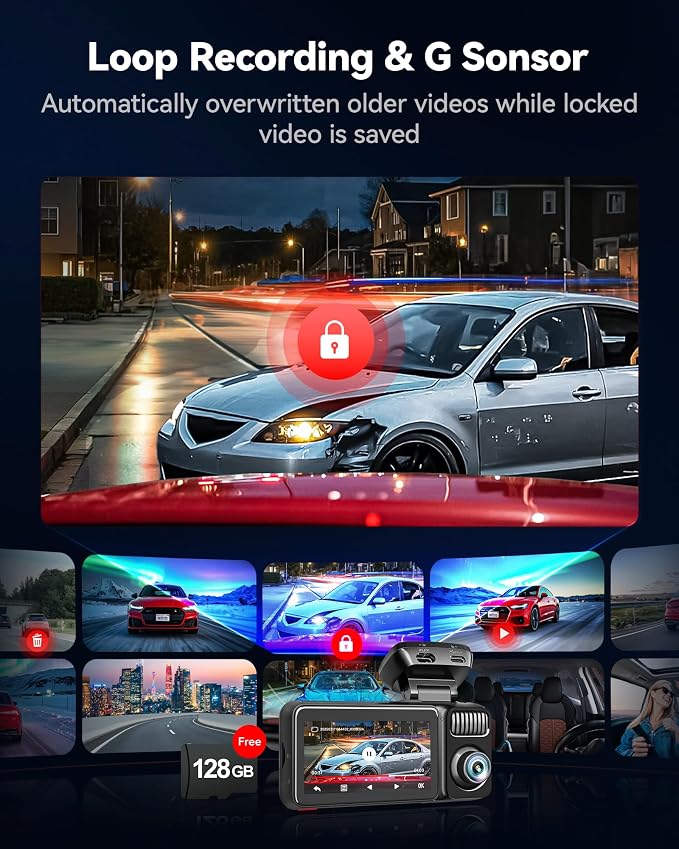 REDTIGER F17 Elite 4K 3 Channel Dash Cam, STARVIS 2 IMX678 & IMX675, 128GB Card - Image 7