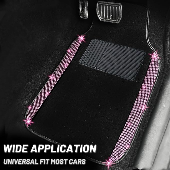 NBTEPEM Pink Bling Car Floor Mats Full Set, Universal Fit Most Cars - Image 2