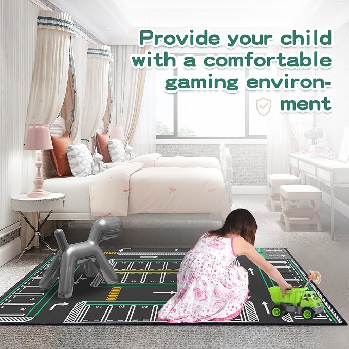 Play Mat 5'x 6'6" Traffic System Playmat Car Rugs - Image 3
