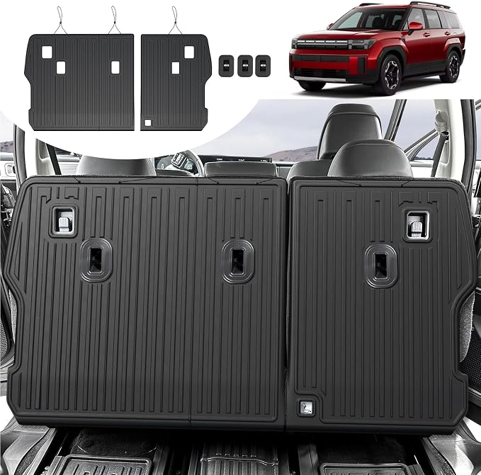 2nd Row Backrest Mat for 2024 2025 Hyundai Santa FE, All Weather TPE Seat Back by Houclemic