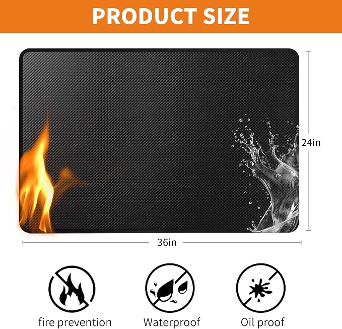 Heat Resistant Grill Mat, 24 x 36 inches Double-sided fireproof and waterproof - Image 2