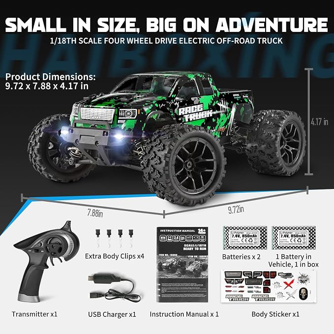 HAIBOXING 1:18 Scale All Terrain RC Car 18859, 36 KPH High Speed 4WD Electric - Image 3