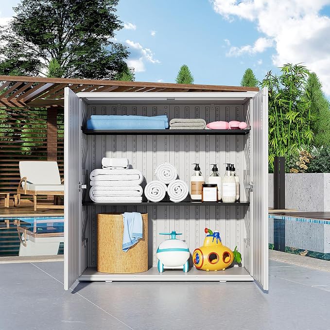 KINYING Outdoor Storage Cabinet Waterproof, Resin 60 Gallon Deck Box - Image 9