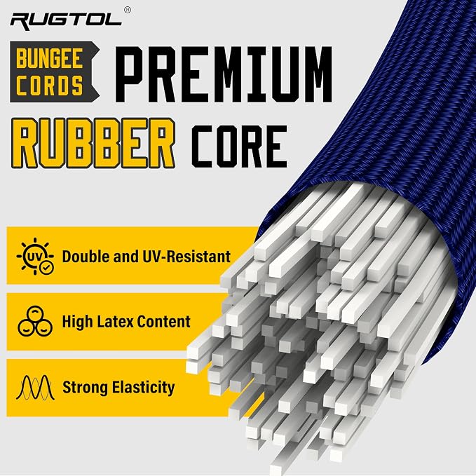 Bungee Cords with Hooks, 36 Inch Blue Adjustable Bungee Cords with Carabiner - Image 3