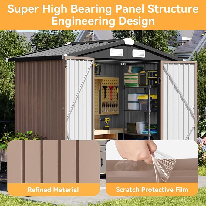 Aoxun 6x3.9 FT Shed Metal Outdoor Storage Shed Garden Shed - Image 6