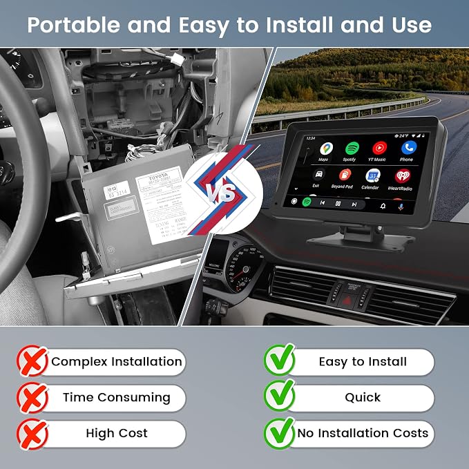 【64G TF Card】 Portable Wireless Apple CarPlay and Android Auto Screen - Image 2
