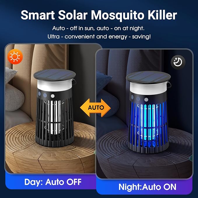 Solar Bug Zapper Outdoor, Portable Electric Mosquito Killer - Image 3