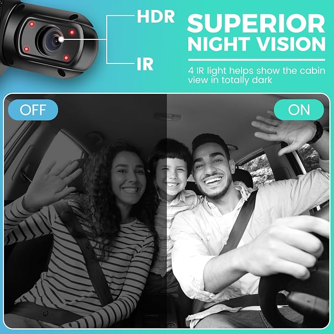 Dual Dash Camera for Cars, Dash Cam Front and Inside, 1440P Dashcam Front + - Image 5