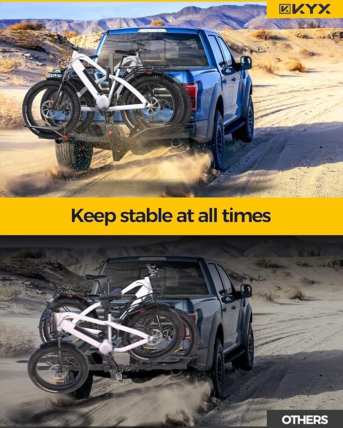 KYX 220 lb Hitch Mounted E-Bike Rack, 2-Bike Rack Hitch Mount Platform Style - Image 2