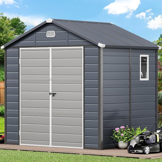 YITAHOME 8x6.2FT Outdoor Storage Shed w/o Floor, All-Weather Plastic Shed - Image 8