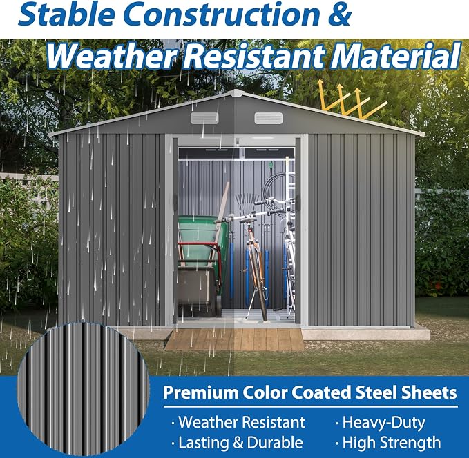 10X8 FT Outdoor Metal Storage Shed - Image 3