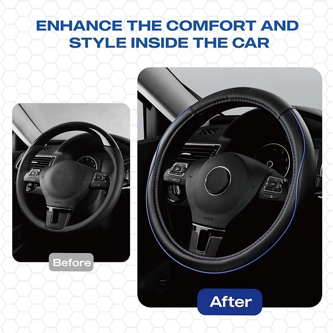 Skechers Memory Foam Steering Wheel Cover, Piping Microfiber Leather Steering - Image 4