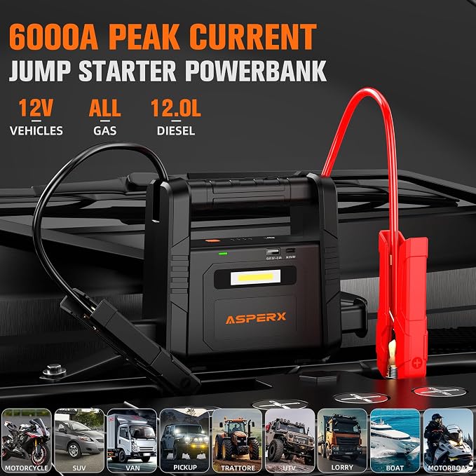 AsperX 6000A Car Jump Starter, Battery Jumper Starter Portable - Image 2