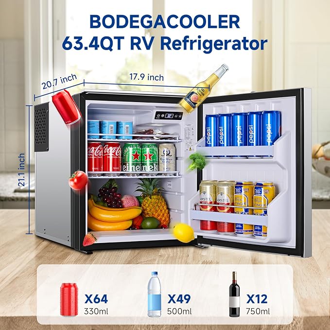 BODEGACOOLER 12 Volt Refrigerator, 63.4Quart RV Refrigerator, Dual Modes RV - Image 2