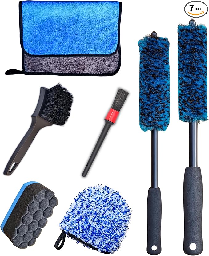 7PCS Car Wheel Rims Detail Cleaning PRO Wash Kit, Wheel Wash Mitt, Tire Brush by OeSee