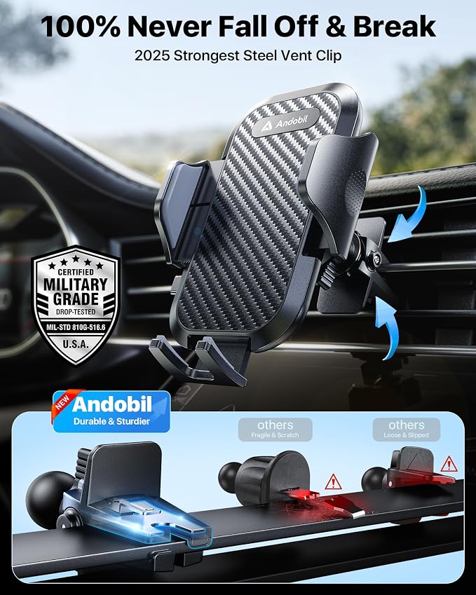 andobil Car Phone Holder, 2025 Military-Grade 85lbs Strongest Suction Phone - Image 9