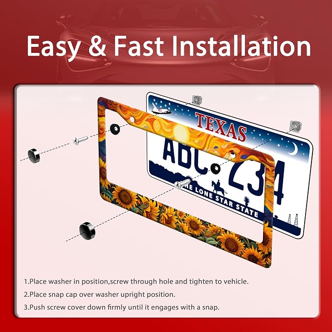 Sunflower Sun License Plate Frame Funny Yellow Flower License Plate Frames - Image 3