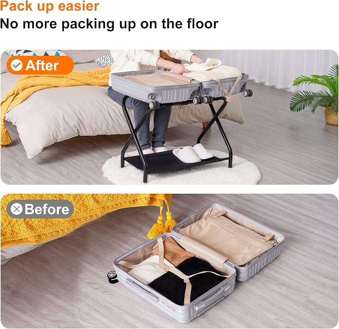 Heybly Luggage Rack, Steel Folding Suitcase Stand - Image 4