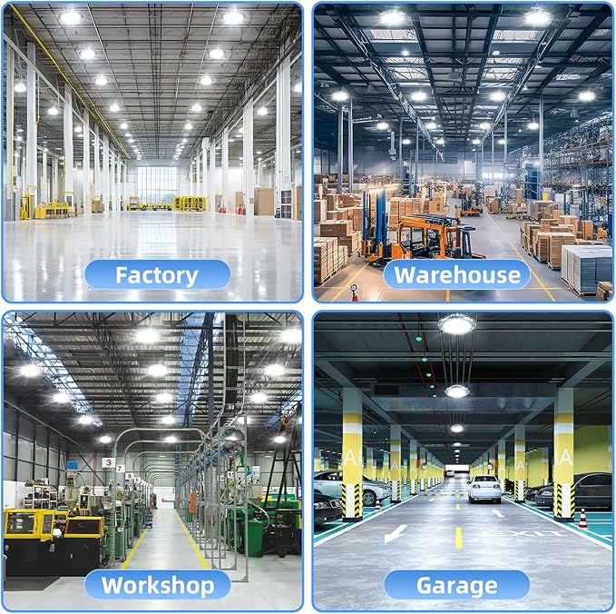 3 Pack 400W LED High Bay Light 56000LM 5000K 120VAC UFO Light IP65 Waterproof - Image 9