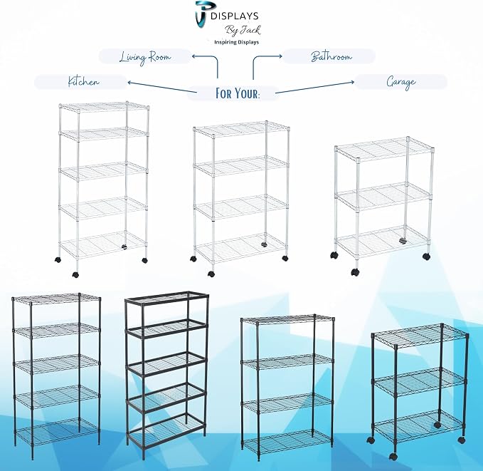 5 Tier Wire Shelving Unit Storage Rack, Metal Heavy Duty Utility Organizers - Image 7
