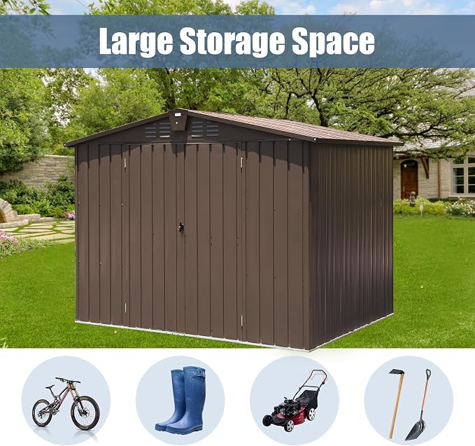 Domi Outdoor Storage Shed 8.2' x 6.2', Metal Steel Utility Tool Shed Storage - Image 9