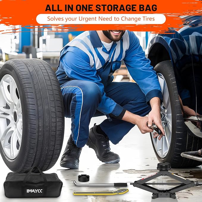 Universal Scissor Jack 2 Ton, 5.1"-16.9" Lifting Range Heavy Duty Car Jack Kit - Image 8