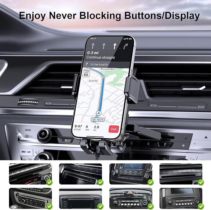 Wireless Car Charger, MOKPR 15W Fast Charging Auto Clamping CD Slot Air Vent - Image 2