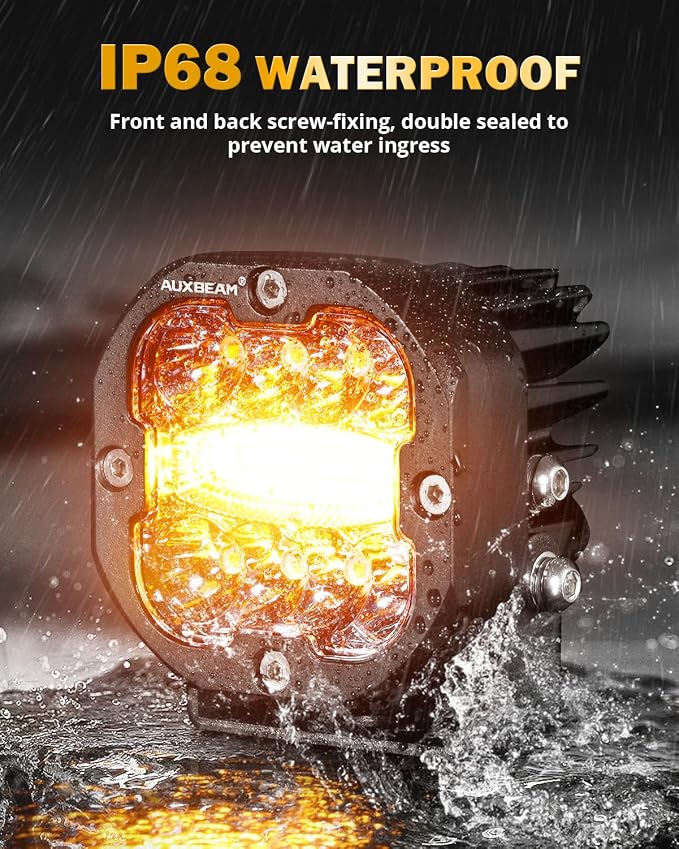 Auxbeam 3 Inch 96W Amber White LED Light Pods XP-Ultra Series 6 Modes Dual - Image 4