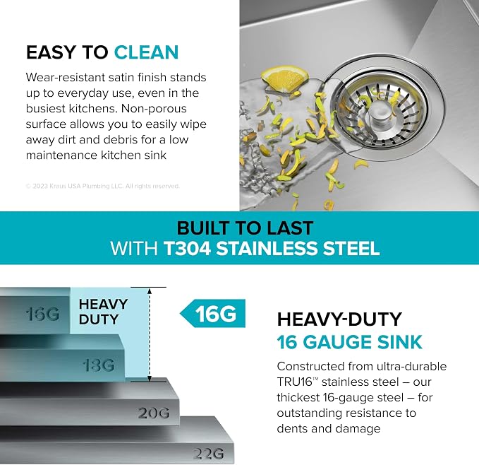 KRAUS Kore 36-Inch Undermount Workstation 16 Gauge Single Bowl Stainless Steel - Image 9
