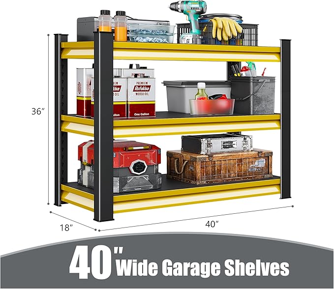 40" W Garage Shelving Heavy Duty, 1500LBS Loads Adjustable Garage Storage - Image 3