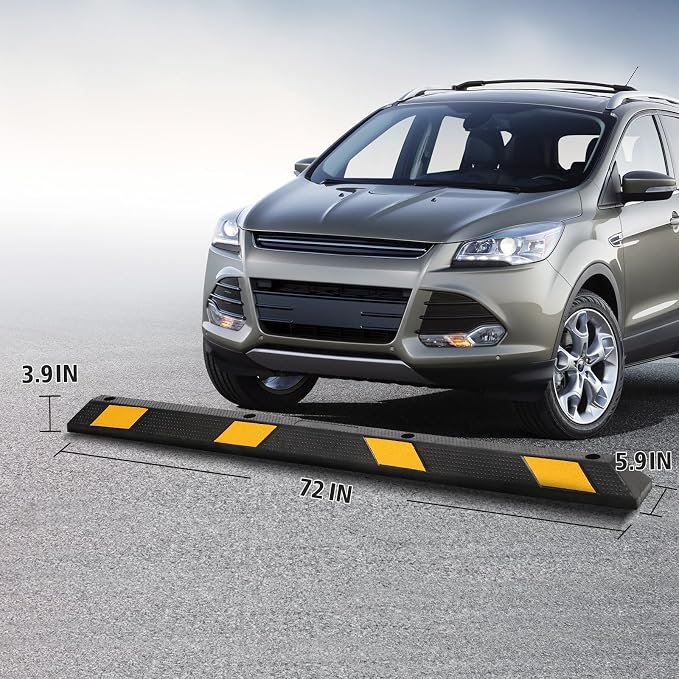 2 Pack Heavy Duty Rubber Parking Curb - 55000 Lb Capacity - Image 2