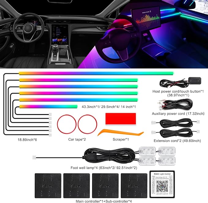 Dreamcolor Acrylic Interior Car LED Strip Light - Image 3