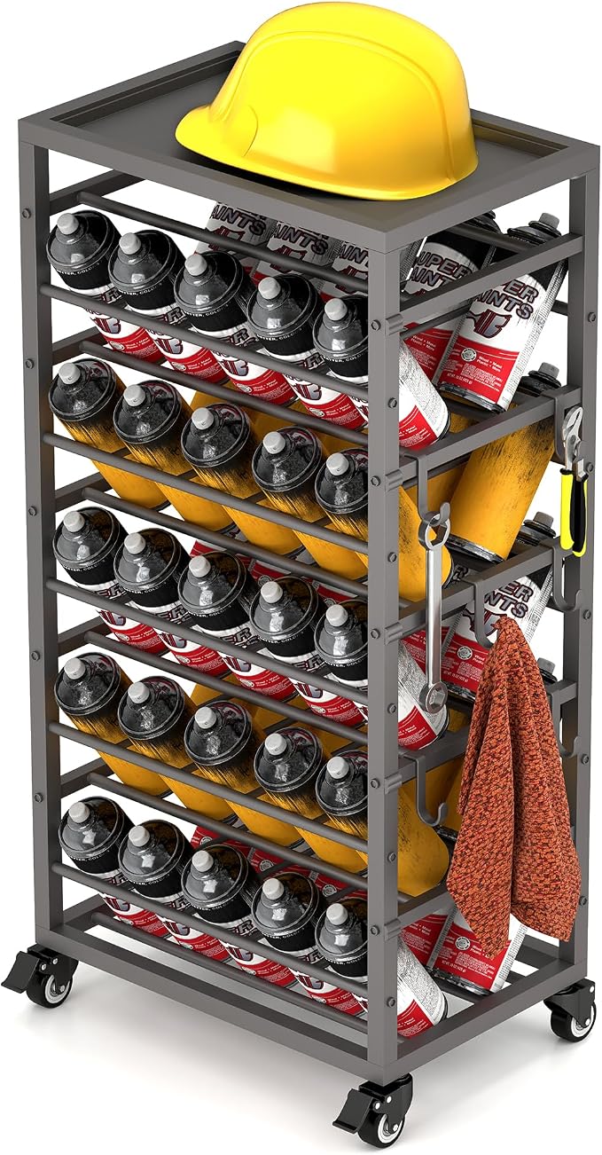 50 Can Spray Paint Rack Organizer, Metal Spray Paint Can Storage Holder - Image 8
