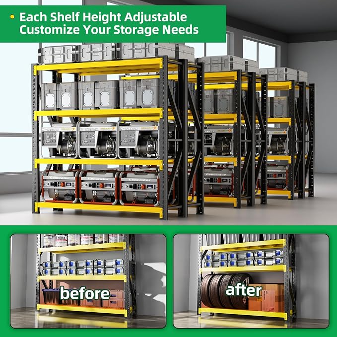 3000LBS Heavy Duty Storage Shelves, 4-Tier Adjustable Garage Organization - Image 5