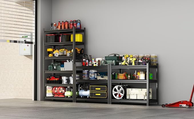 Adjustable 6-Tier Garage Shelving, Heavy Duty Steel Storage Rack, High Load - Image 2