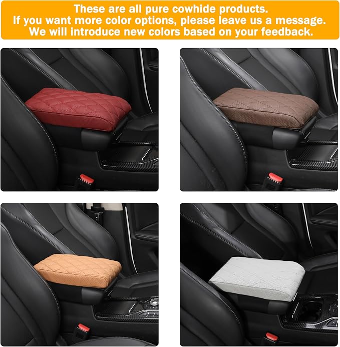 Car Center Console Cover pad Genuine Cowhide Leather, Vehicle Arm Rest Cushion - Image 7