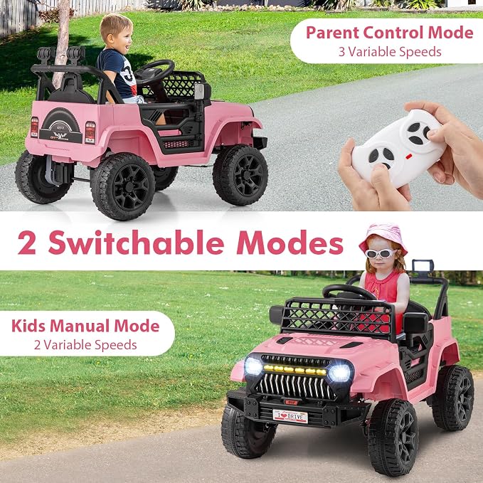 Costzon Kids Ride On Truck, 12V Battery Powered Electric Vehicles w/Remote - Image 2