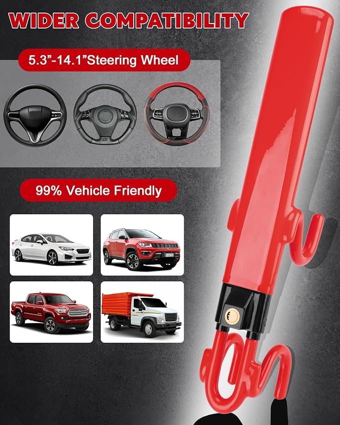 Tevlaphee Steering Wheel Lock Anti-Theft Car Device Heavy Duty Security Car - Image 4